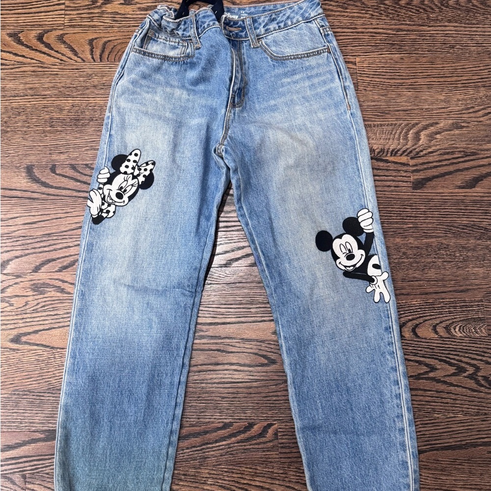 GAP Kids Blue Jeans with Mickey and Minnie Graphics